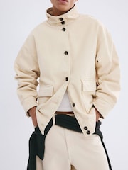 Mango Cream Button Up Funnel Neck Jacket - Image 1 of 6