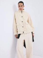 Mango Cream Button Up Funnel Neck Jacket - Image 2 of 6