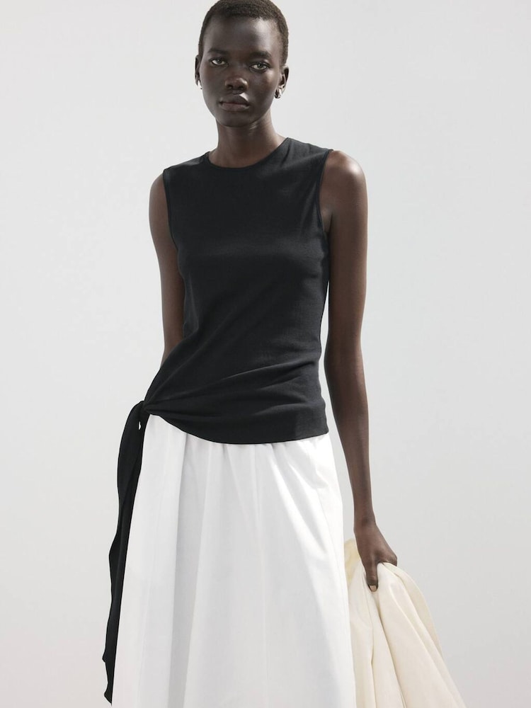 Mango White Cotton Poplin Midi Skirt - Image 2 of 6