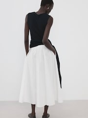 Mango White Cotton Poplin Midi Skirt - Image 3 of 6
