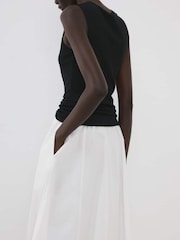 Mango White Cotton Poplin Midi Skirt - Image 5 of 6