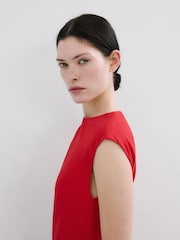 Mango Red Asym Sleeveless Midi Dress - Image 4 of 6