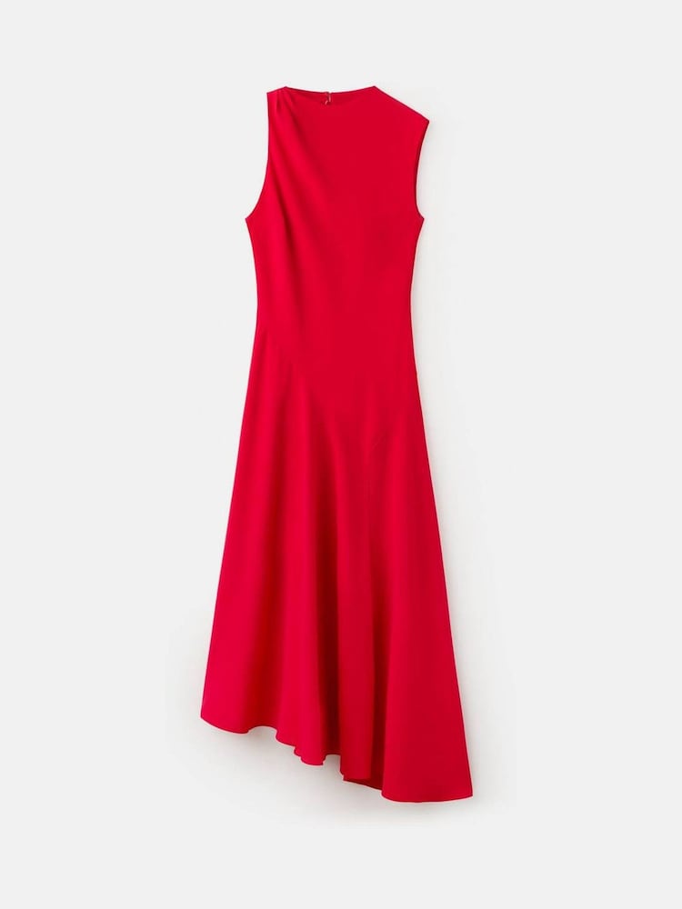 Mango Red Asym Sleeveless Midi Dress - Image 6 of 6
