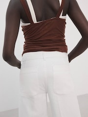 Mango White High Waisted Wide Leg Jeans With Pockets - Image 5 of 6