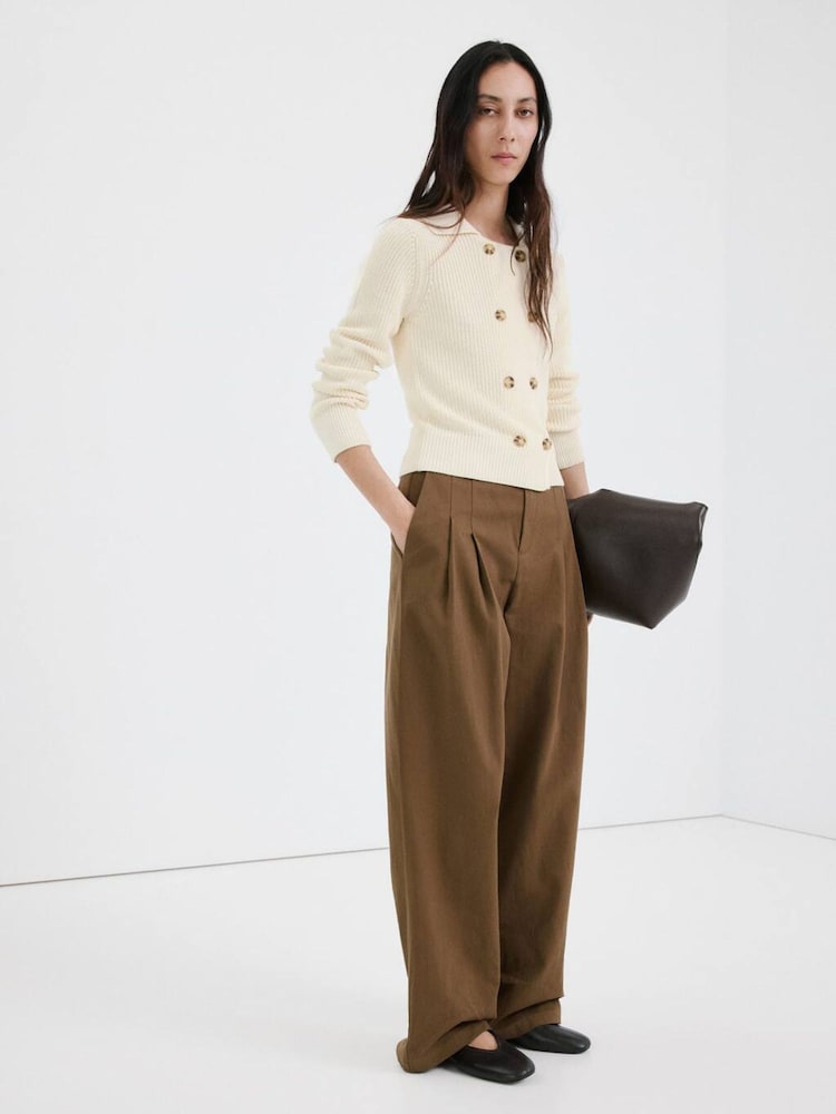 Mango Cream Knitted Button Cardigan - Image 1 of 5 Mango Cream Knitted Button Cardigan - Image 1 of 5