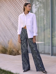 Blue Paisley N.Premium Wide Leg Jacquard Jeans - Image 1 of 8
