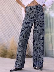 Blue Paisley N.Premium Wide Leg Jacquard Jeans - Image 5 of 8