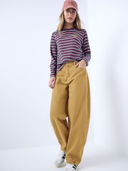Dark Ochre Mid Rise Relaxed Barrel Jeans - Image 1 of 8