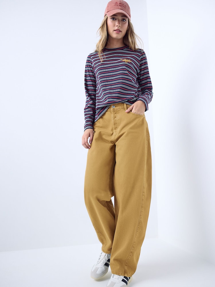 Dark Ochre Mid Rise Relaxed Barrel Jeans - Image 1 of 8