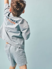 River Island Blue Tiger Stripe Shirt & Shorts Set 3 Piece - Image 2 of 5