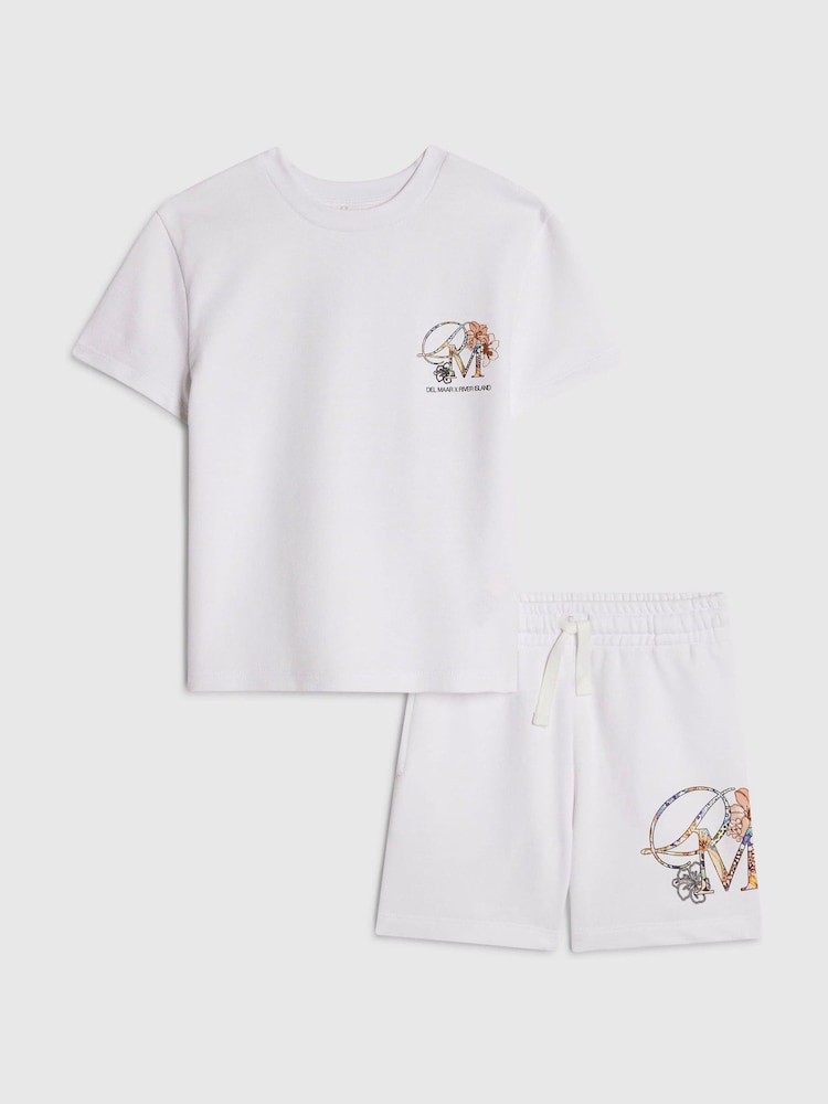 River Island White Del Maar T-Shirt & Shorts Set - Image 1 of 5 River Island White Del Maar T-Shirt & Shorts Set - Image 1 of 5