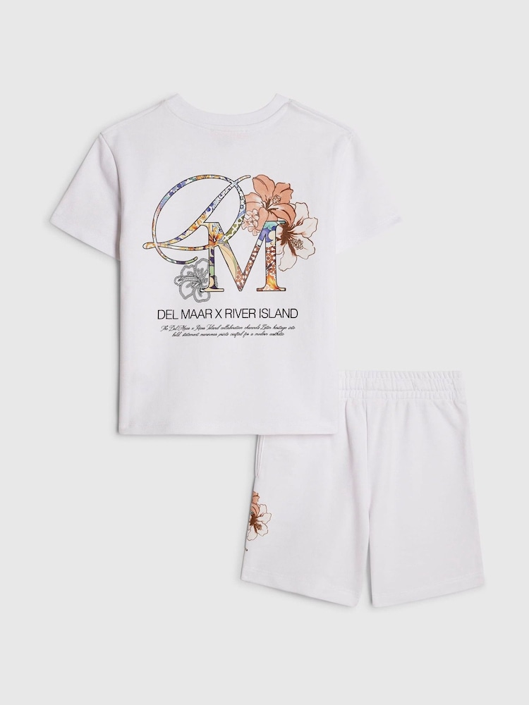 River Island White Del Maar T-Shirt & Shorts Set - Image 2 of 5 River Island White Del Maar T-Shirt & Shorts Set - Image 2 of 5