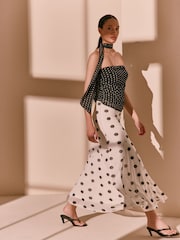 Black/Ecru Polka Dot Mesh Maxi Skirt - Image 2 of 8