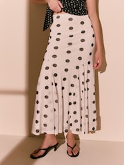 Black/Ecru Polka Dot Mesh Maxi Skirt - Image 3 of 8