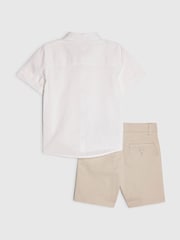 River Island White Short Sleeve Smart Shirt & Chino Shorts Set - Image 2 of 5