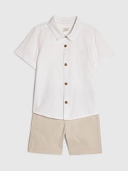 River Island White Short Sleeve Smart Shirt & Chino Shorts Set - Image 4 of 5
