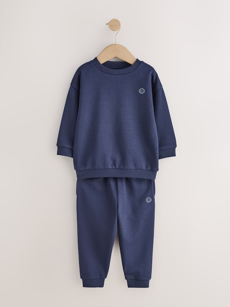 Azul marino con sonrisa - Conjunto De Pantalones De Chándal Con Cuello Redondo (3meses -7años) - Imagen 1 de 4 Azul marino con sonrisa - Conjunto De Pantalones De Chándal Con Cuello Redondo (3meses -7años) - Imagen 1 de 4
