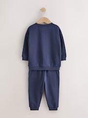 Azul marino con sonrisa - Conjunto De Pantalones De Chándal Con Cuello Redondo (3meses -7años) - Imagen 2 de 4