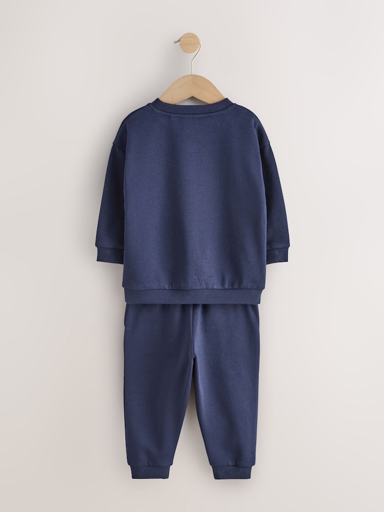 Azul marino con sonrisa - Conjunto De Pantalones De Chándal Con Cuello Redondo (3meses -7años) - Imagen 2 de 4 Azul marino con sonrisa - Conjunto De Pantalones De Chándal Con Cuello Redondo (3meses -7años) - Imagen 2 de 4