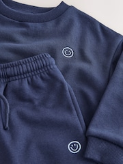Azul marino con sonrisa - Conjunto De Pantalones De Chándal Con Cuello Redondo (3meses -7años) - Imagen 3 de 4