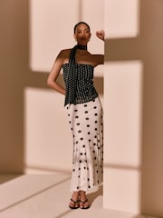 Black Polka Dot Mesh Bandeau Top - Image 2 of 8
