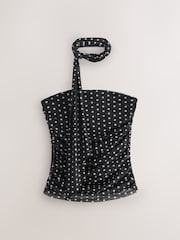Black Polka Dot Mesh Bandeau Top - Image 6 of 8