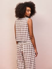 Ro&Zo Brown Gingham Linen Blend Square Neck Top - Image 5 of 5