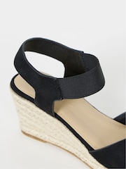 JD Williams Black Stretch Two Part Espadrille Wedge Sandals - Image 4 of 4