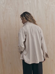 self. Ecru Check Shirt - Image 4 of 8