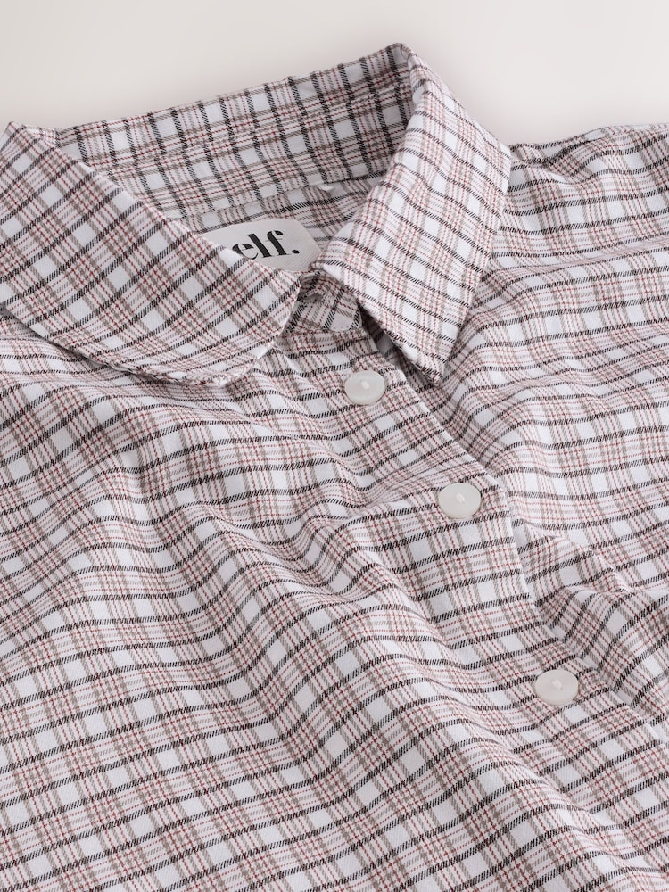 self. Ecru Check Shirt - Image 8 of 8