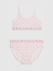 River Island White Bow Print Crop Top & Briefs Set - Image 1 of 4
