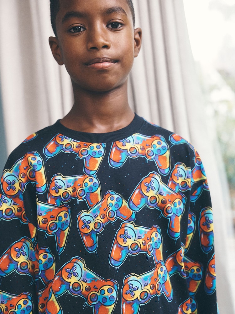 Multi Bright Gamer Printed Cosy Fleece Pyjamas (3-16yrs) - Image 4 of 4