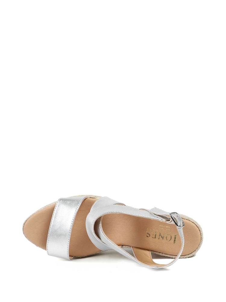 Jones Bootmaker Silver Romilly Leather Wedge Heeled Espadrilles - Image 4 of 4