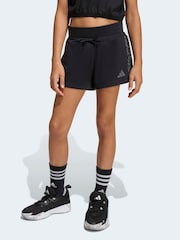 adidas Black Animal Print 3 Stripes Shorts - Image 1 of 6