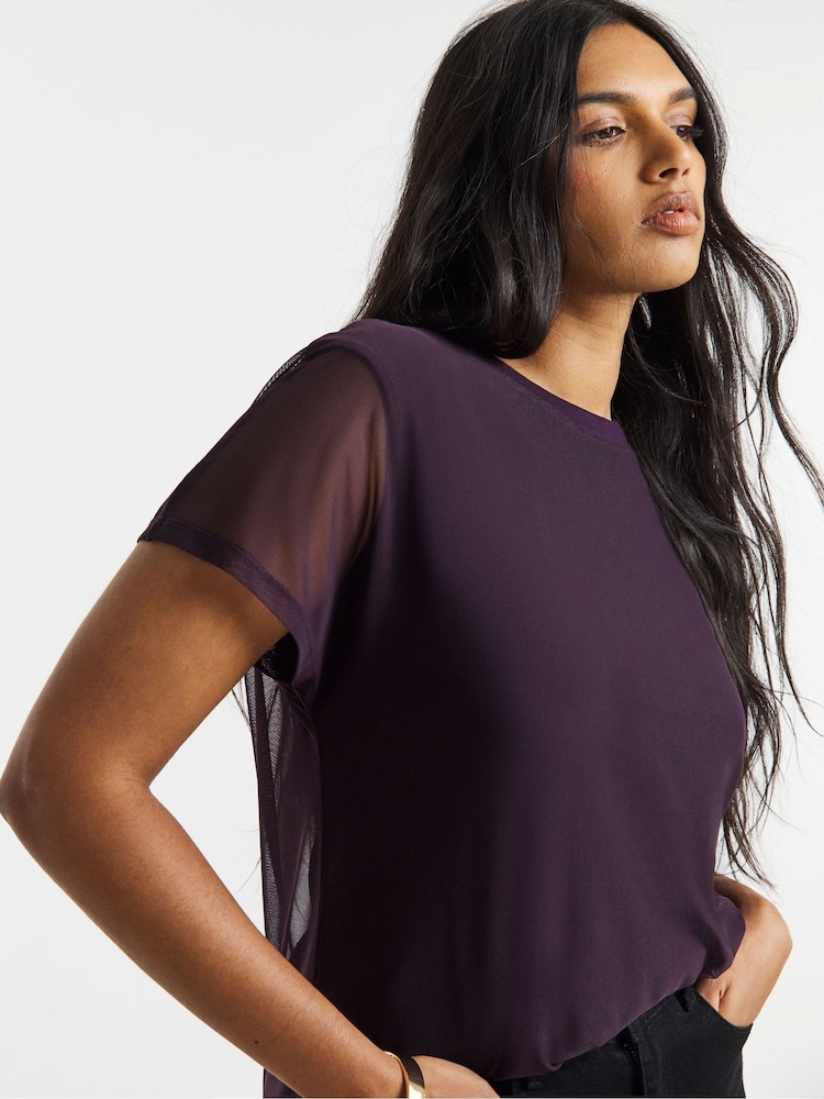 Simply Be Purple Mesh Tank Top - Image 1 of 4