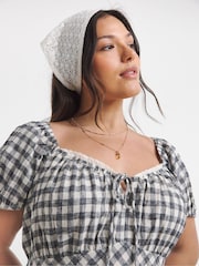 Simply Be Black Gingham Linen Midi Dress - Image 4 of 4
