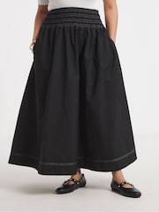 Simply Be Black Shirred Drop Waist Skirt - Image 2 of 4