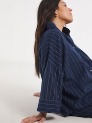 Simply Be Blue V-Neck Prarie Collar Blouse - Image 4 of 4