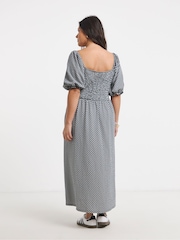 Simply Be White Waffle Shirred Midi Dress - Image 2 of 4