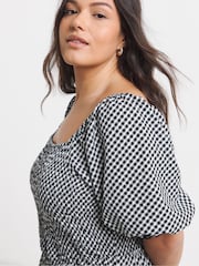 Simply Be White Waffle Shirred Midi Dress - Image 4 of 4