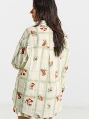 Simply Be Green Fruit Print Co-ord Shirt - Image 2 of 4