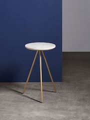 Swoon Brass Pearl White Marble Side Table - Image 1 of 5