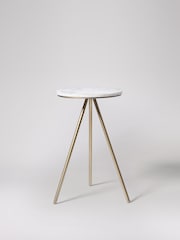 Swoon Brass Pearl White Marble Side Table - Image 2 of 5