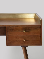 Swoon Mid Brown Fresco Mango Wood Three-Drawer Desk - Image 6 of 6