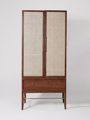 Swoon Mid Brown Raphia Acacia Wood Two Door One-Drawer Wardrobe - Image 1 of 5