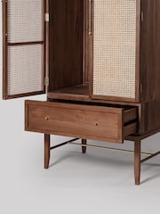 Swoon Mid Brown Raphia Acacia Wood Two Door One-Drawer Wardrobe - Image 4 of 5