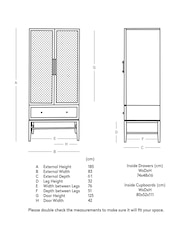 Swoon Mid Brown Raphia Acacia Wood Two Door One-Drawer Wardrobe - Image 5 of 5