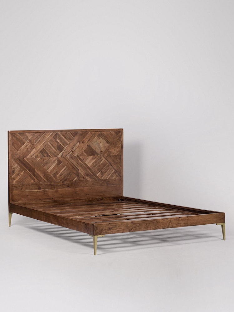 Swoon Mid Brown Norrebro Acacia Wood Double Bed - Image 2 of 6