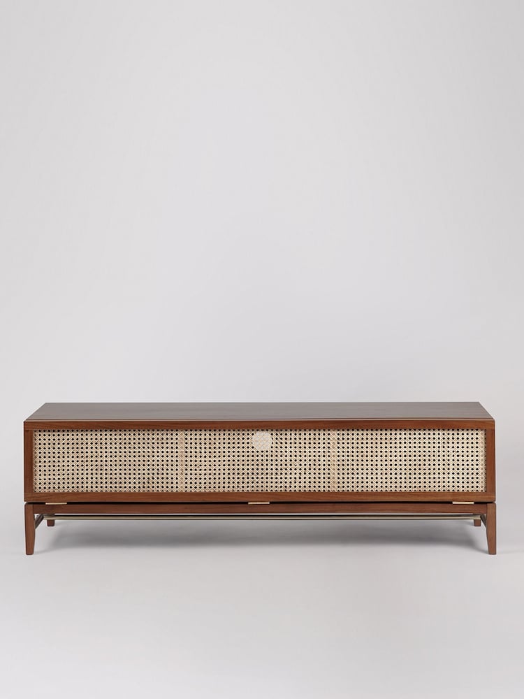 Swoon Mid Brown Raphia Rattan Media Unit - Image 1 of 6
