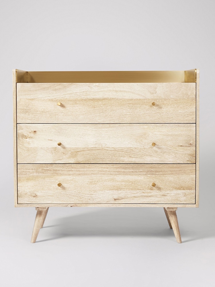 Swoon Light Brown Fresco Mango Wood Chest Of Three Drawers - Image 1 of 5